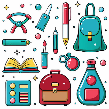 Colorful school supplies and accessories. (2)の素材