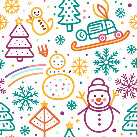 Childlike Christmas seamless pattern.の素材