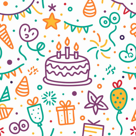 Colorful birthday party seamless pattern.の素材