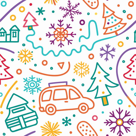 Colorful winter holiday seamless pattern. (3)の素材