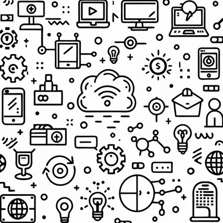 Seamless pattern of technology and business icons.の素材