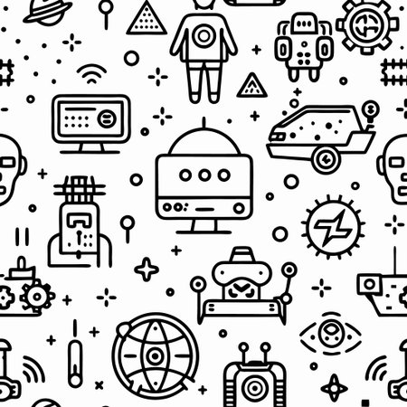 Seamless pattern with futuristic technology icons.の素材