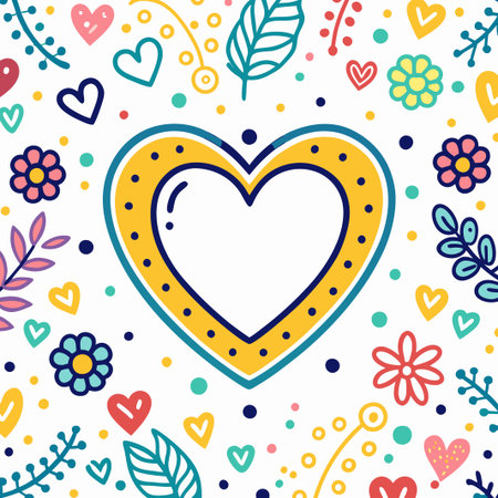 Colorful floral heart pattern design. (1)の素材