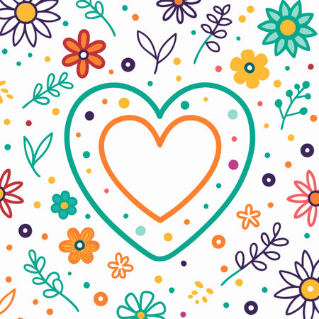 Colorful floral heart design.の素材