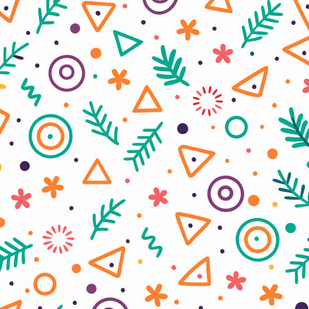 Colorful geometric and floral seamless pattern.の素材