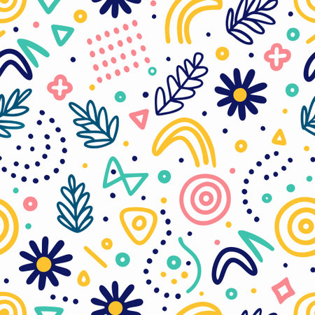 Abstract floral pattern with geometric shapes.の素材