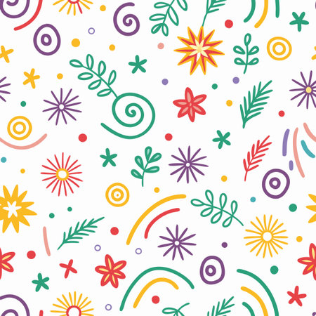 Colorful floral and abstract seamless pattern.の素材