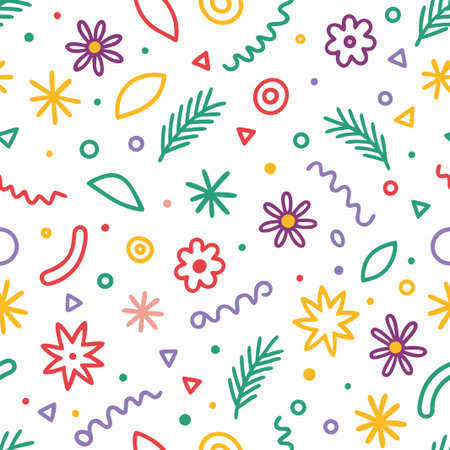 Colorful floral and geometric seamless pattern. (14)の素材