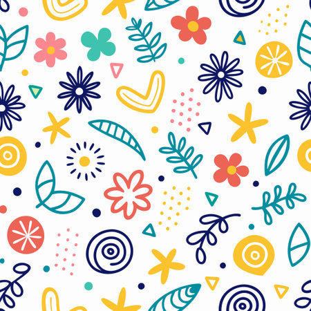 Colorful floral and geometric seamless pattern. (9)の素材
