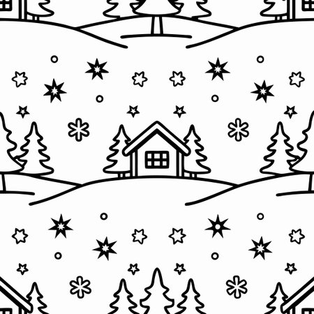Seamless winter landscape pattern.の素材