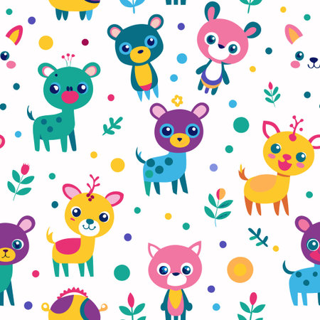 Colorful cute animal seamless pattern.の素材