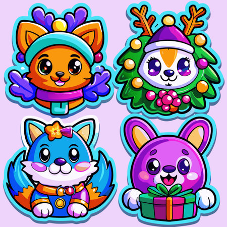 Cute Christmas animal characters. (11)の素材