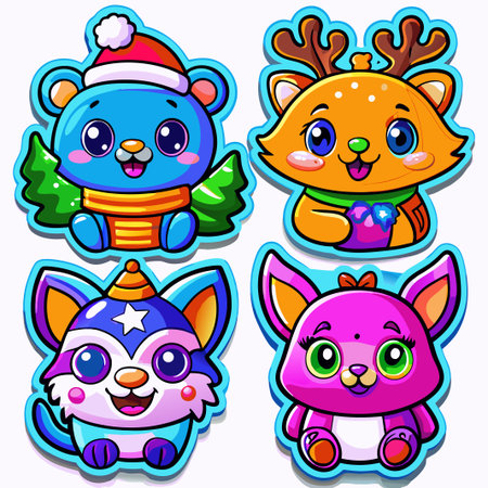 Cute Christmas animal characters. (15)の素材