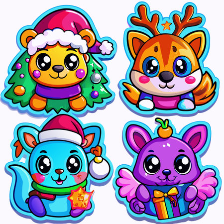 Cute Christmas animal characters. (7)の素材