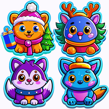 Cute cartoon winter animals.の素材
