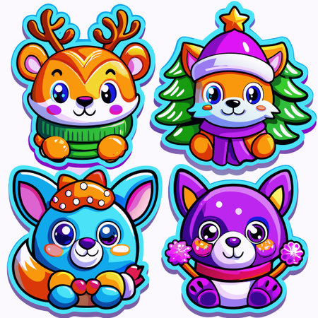Cute winter animal characters.の素材