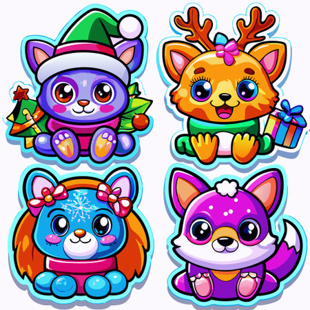 Cute Christmas animal characters. (13)の素材