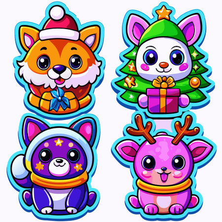 Cute Christmas animal characters. (19)の素材