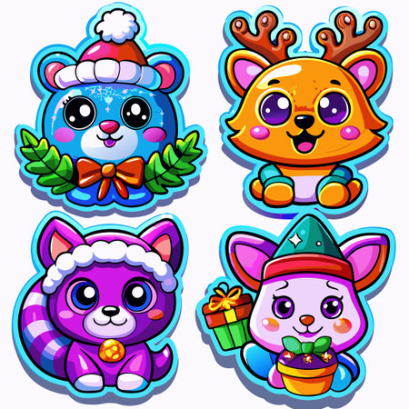 Cute Christmas animal characters. (16)の素材