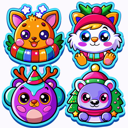 Four cute cartoon winter animals. (1)の素材