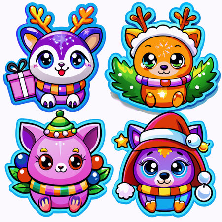 Cute Christmas animal characters. (9)の素材
