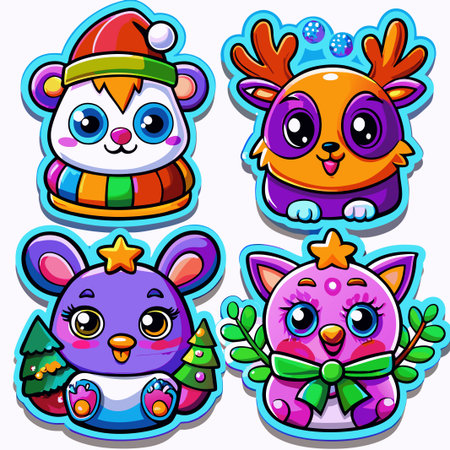 Cute Christmas animal characters. (17)の素材