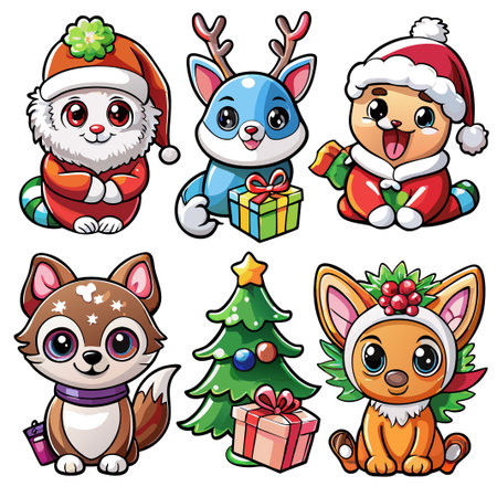 Adorable Christmas animal characters. (5)の素材