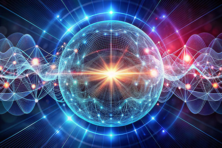 Abstract sphere energy explosion, digital graphic, cosmic backgroundの素材