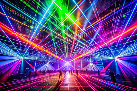 Laser show, arena, crowd, vibrant colorsの素材