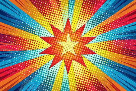 Colorful comic book explosion starburst backgroundの素材