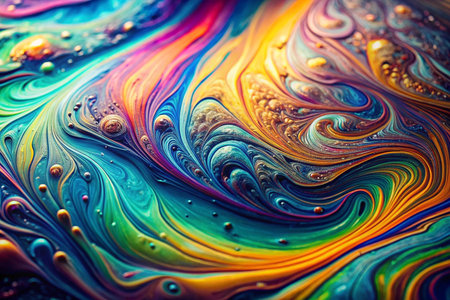 Colorful swirling abstract liquid patterns, soap bubbles, macroの素材