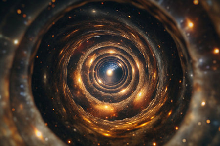 Cosmic vortex tunnel through swirling nebulaeの素材