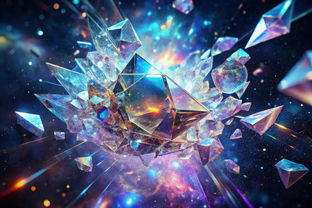 Exploding crystal sphere in spaceの素材