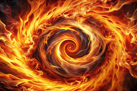 Abstract fiery spiral vortex in smoky depthsの素材