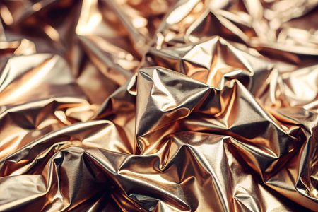 Gold foil fabric draped, studio shot, luxurious backgroundの素材