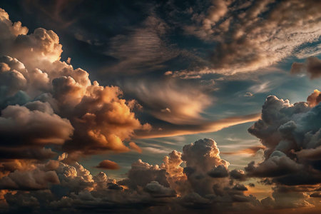 Dramatic sunset cloudscape, dramatic skyの素材