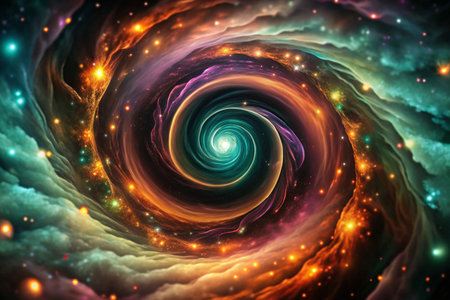 Cosmic vortex swirling nebulae; spaceの素材