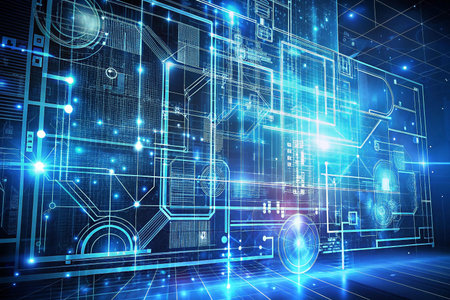 Futuristic digital circuit board, abstract background, technology,  electronic schematicの素材