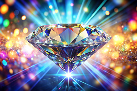 Sparkling diamond, vibrant lights, celebration backgroundの素材