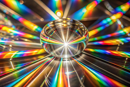 Colorful light reflections on glass sphereの素材
