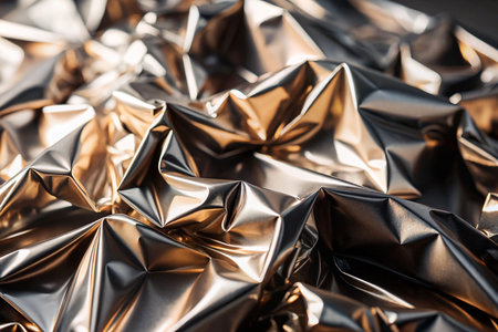 Gold crumpled fabric texture, studio shot, abstract backgroundの素材