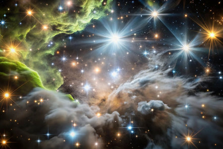 Cosmic nebulae, vibrant starfield, deep spaceの素材