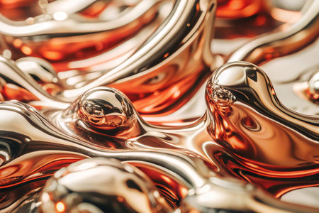 Abstract liquid metal, flowing shapes, studio backdrop, dynamic texturesの素材