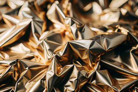 Gold foil, crumpled, abstract, studio backgroundの素材