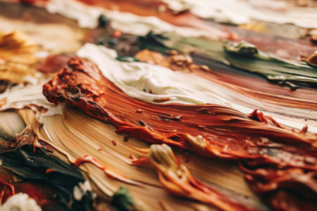 Abstract impasto oil paint strokes on canvasの素材