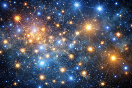 Cosmic network, stars interconnected, space, galactic webの素材