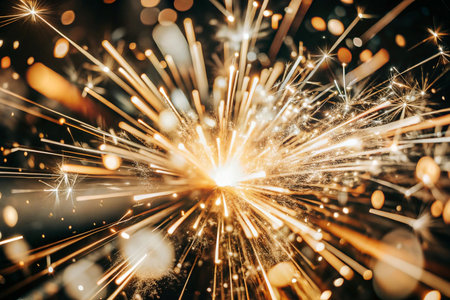 Sparkling Fireworks Explosion on Black Backgroundの素材