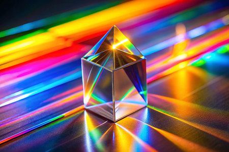 Prismatic light refraction on a metallic surfaceの素材