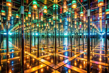 Mirrored maze, lights, reflections, surrealの素材