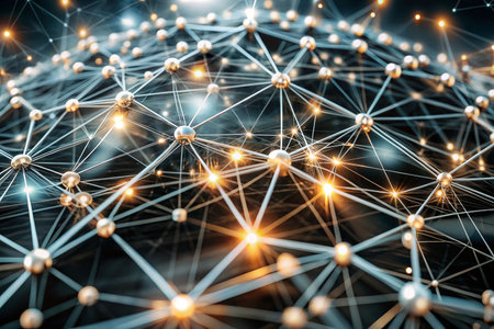 Global network connections, futuristic sphere, glowing nodes, interconnectedの素材